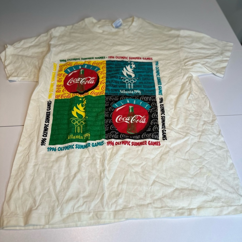 Coca-Cola Multicolor Olympic Block Graphic Tee - Red, Green, Teal, Yellow